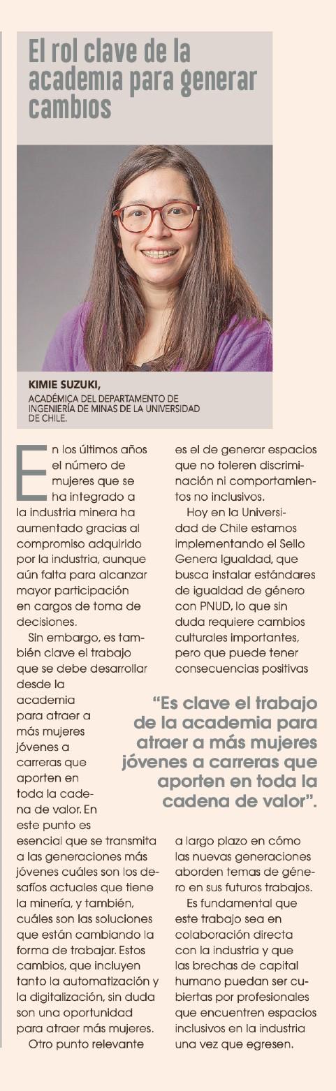 Columna Diario Financiero, Prof. Kimie Suzuki.
